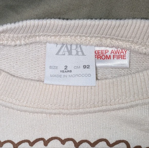 ZARA | Size 2T | Cream & Pink Paris Floral Postage Appliqué Print Sweatshirt - Picture 2 of 3